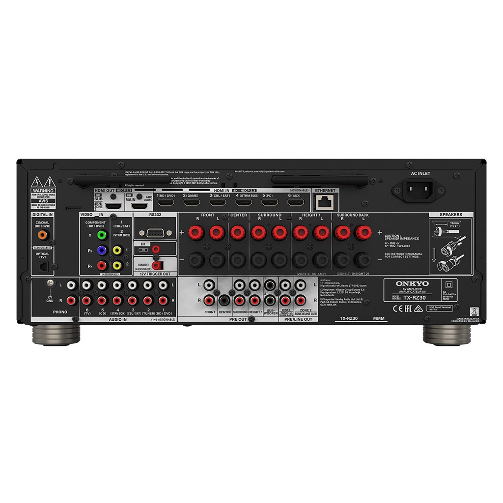 Onkyo_TX-RZ-30_Back Onkyo TX-RZ30 vista posteriore